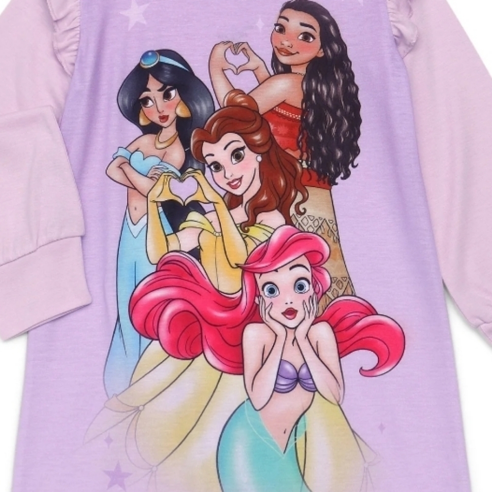 NWT Disney Princess Kids Girl's Long Sleeved Nightgown Pajamas XS 4/5 - Picture 2 of 6